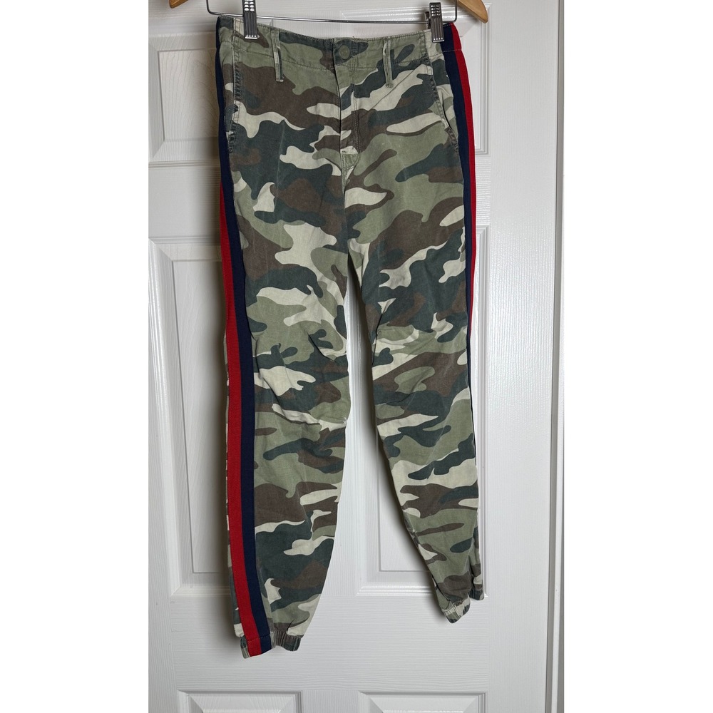 Mother Camo Utility Jogger Pants Womens 23 Green Camouflage Red Side Stripe
